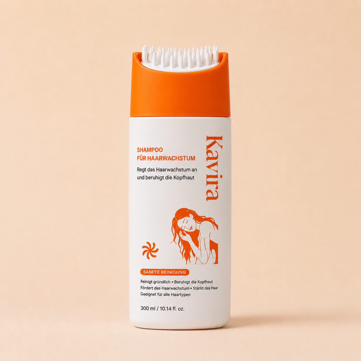 Haarwachstums-Shampoo mit integrierter Bürste